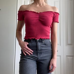 cropped off the shoulder tee